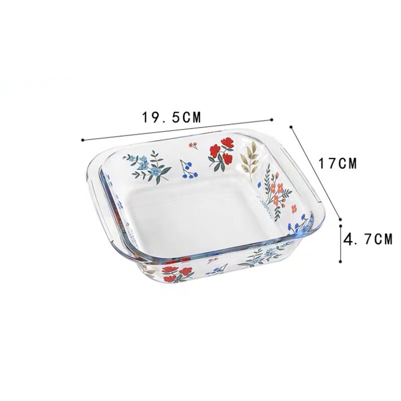Assiette de cuisson en verre résistant à la chaleur, assiette à dîner ménagère, transparente, salade florale, bol à légumes, four, plat à Dessert, vaisselle: J