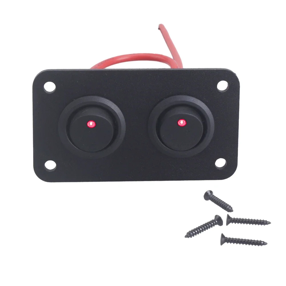 Panel de interruptor de palanca Universal de 12V, 1-5 entradas, USB, para coche, barco, camión, RV marino, accesorios de estilo LED azul, interruptor basculante marino: Castaño