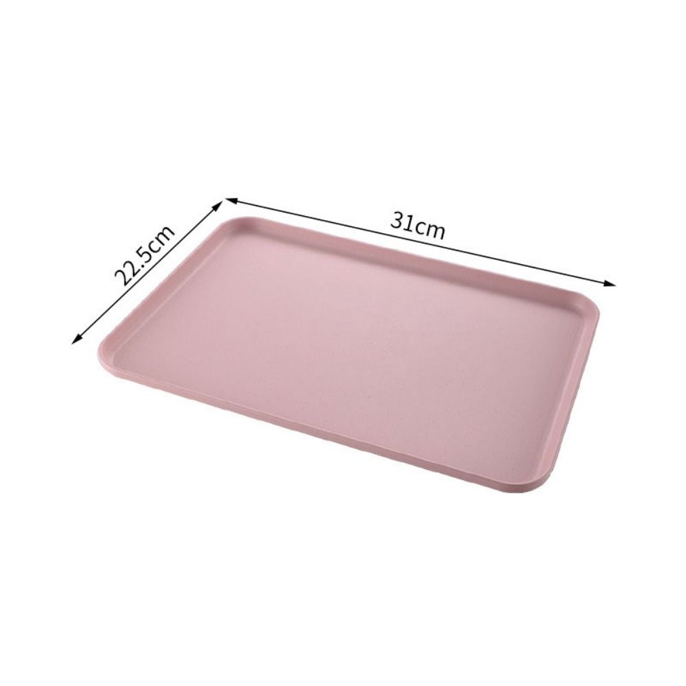 Plastic Wheat Straw Storage Tray Eco-friendly Large Capacity Rectangular Serving Tray Exquisite Fruit Salad Tray Hotel: SKY BLUE
