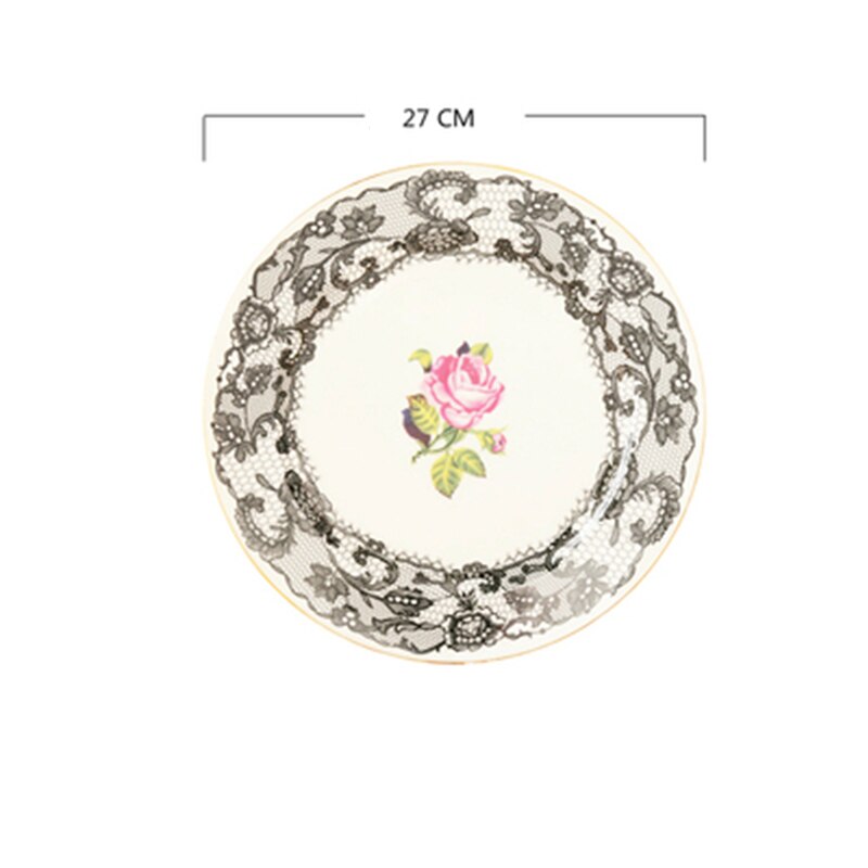 British Afternoon Tea Coffee Cup Set Bone china Cake pan Heat-resistant Glass Teapot Heating Flower Tea set Kitchen Accessories: 10 inch plate