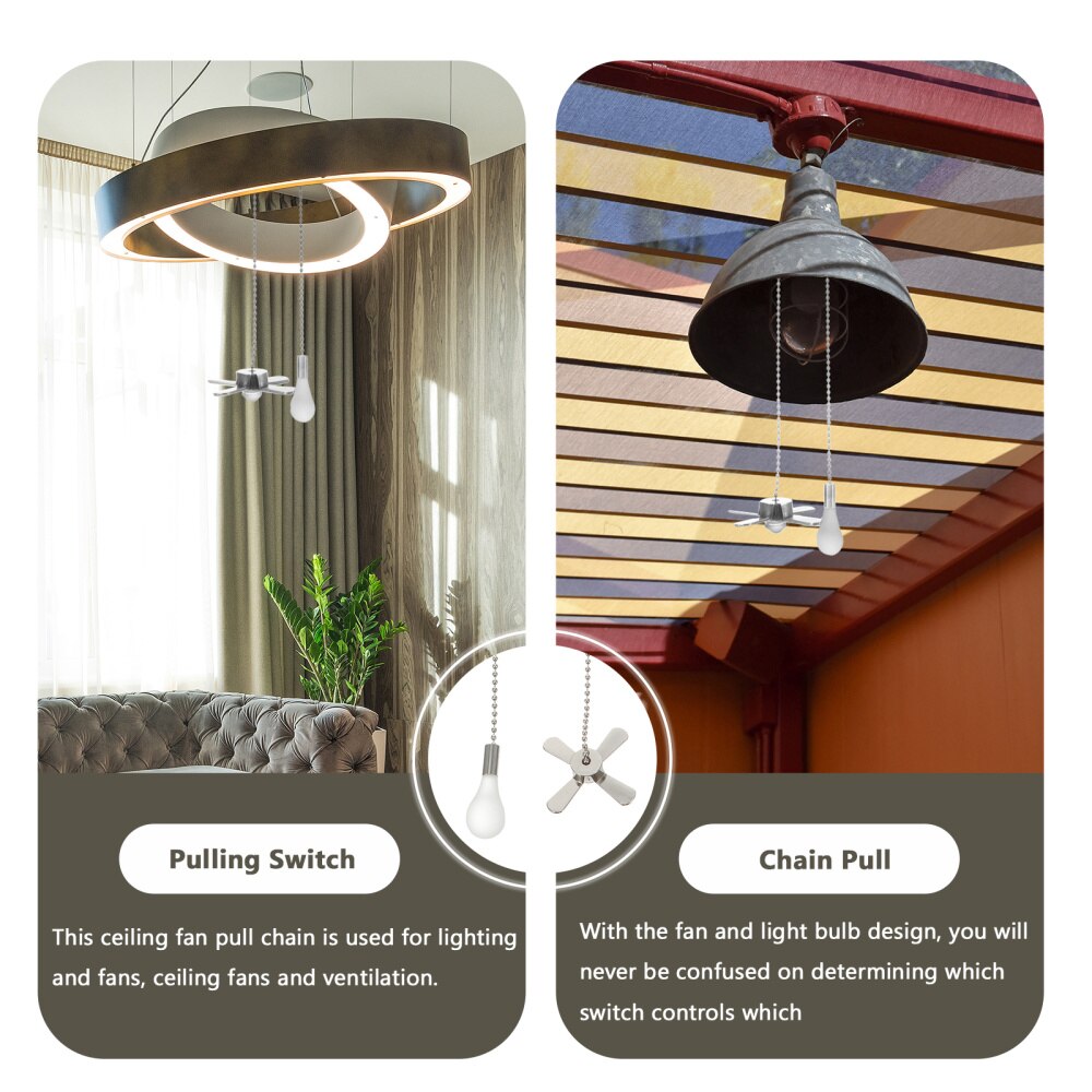 2pcs Ceiling Fan Chain Fan Pendant Chain Extender for Home Office