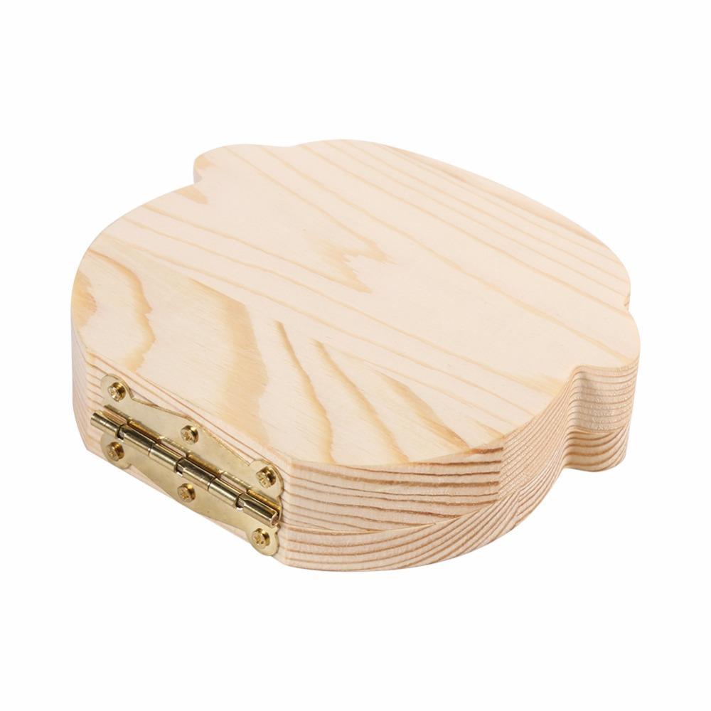 Wood Tooth Box 4 Patterns Baby Kids Tooth Box Storage Baby Milk Teeth Collect Organizer Spanish English French Russian Case