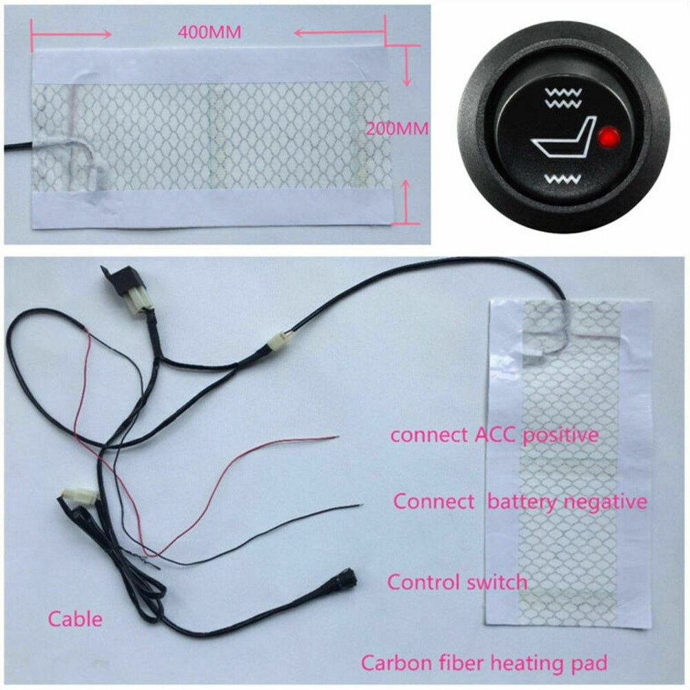 Almohadilla calefactora para motocicleta eléctrica, almohadilla calefactable de fibra de carbono resistente al desgaste para invierno, con interruptor de Control, ajustable, cálido, DC 12V