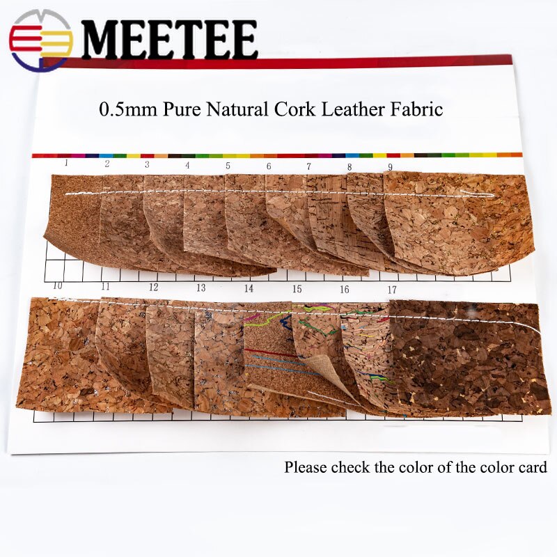 Meetee 90 x 140cm 0.5mm tissu en cuir de liège naturel pur tissu grain de bois matériau doux pour chaussures de fond sac à main décoration artisanat