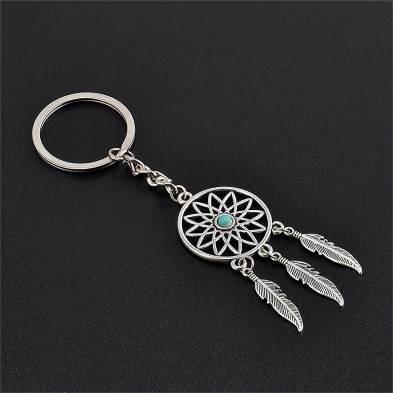 Dream Catcher Tone Key Chain Silver Ring Feather Tassels Keyring Toy Keychain For