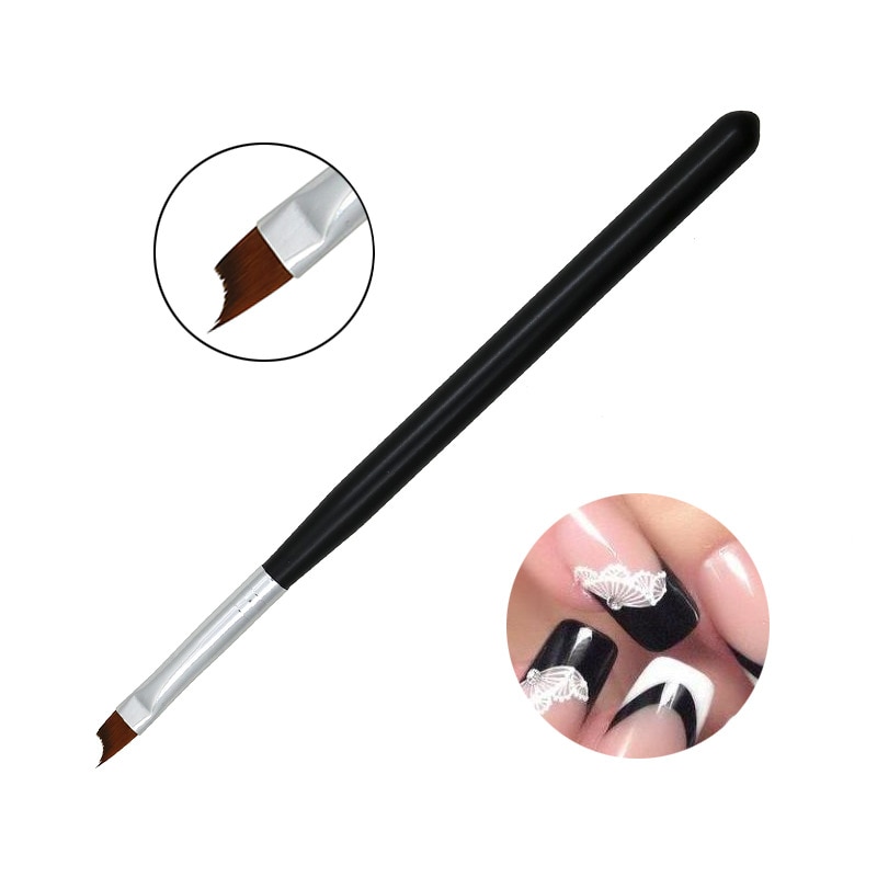 Franse Tip Nail Borstel Acryl Uv Gel Tekening Schilderen Pen Zwart Handvat Manicure Nail Art Tool