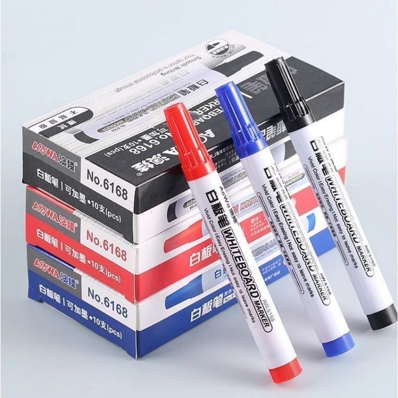 4/8 stuks zwarte uitwisbare whiteboard-pen, rood blauw af te vegen grote koppen, glazen notitiepen met grote capaciteit, whiteboard-markeerstift