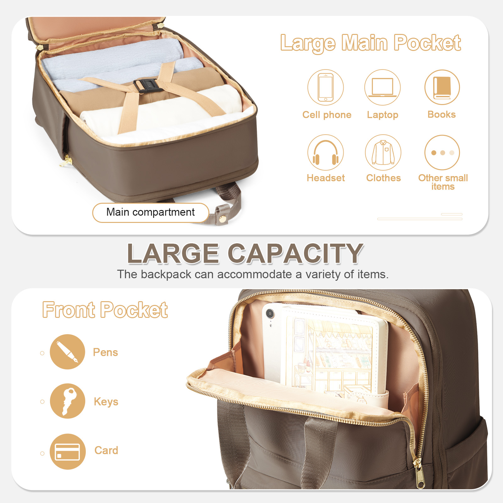 Mochilas de moda feminina para trabalho de negócios universitários, mochila de viagem elegante bolsa feminina mochila de lazer, mochila do professor