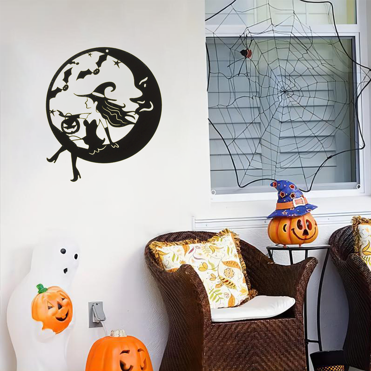 Halloween Heks Metalen Muurkunst: Griezelige Woondecoratie. Ideale Halloween-cadeaus voor woonkamer, slaapkamer en keuken