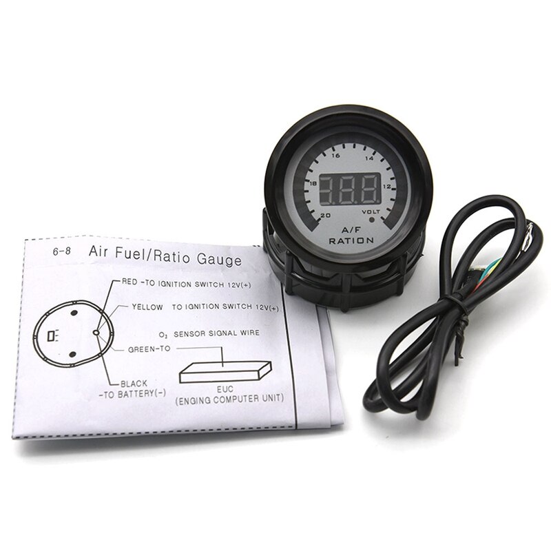 2 in 1 Air Fuel Ratio Gauge Voltmeter 12V 52mm Digital Car AFR Volt Meter Indicator Voltage Gauge