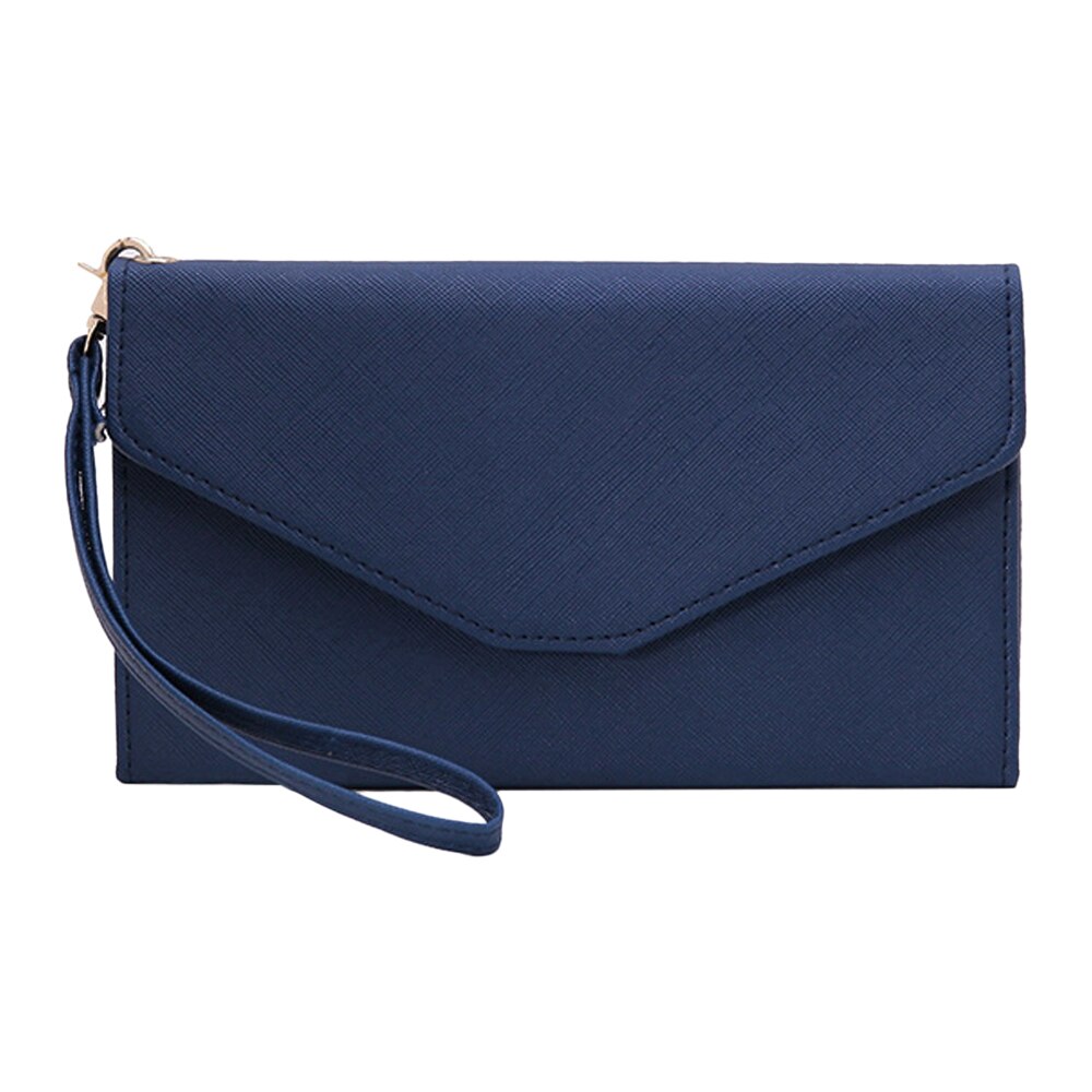 Pasholder taske visitkort pasdæksel multikort arrangør tegnebog folde håndtaske kvinders slanke armbånd kortholder: Mørkeblå