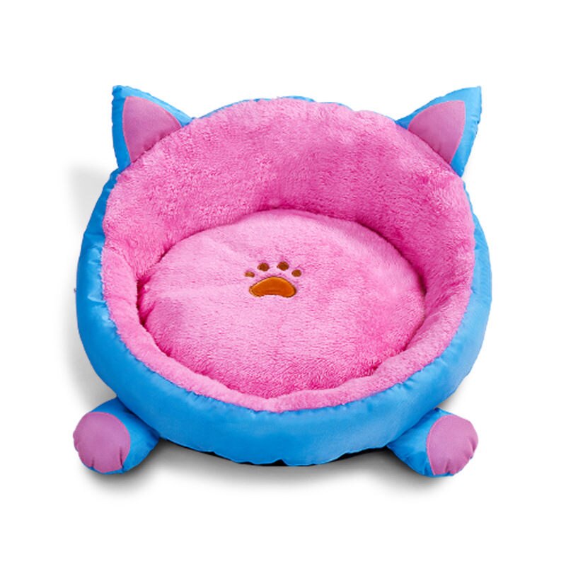 Leuke Ronde Kat Bedden Winter Warm Katoen Kussen Bed Huis Voor Kleine Hond Kennel Zachte Slapende Katten Nest Hond Mand huisdieren Benodigdheden