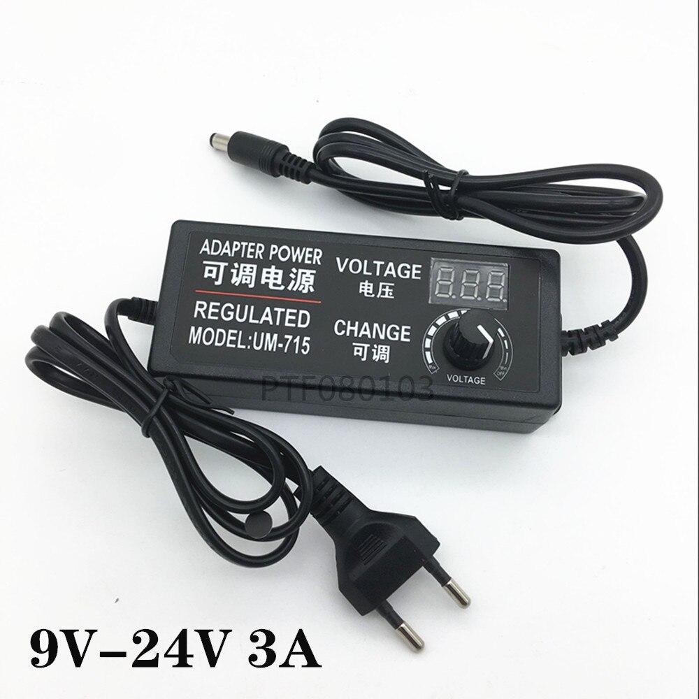 Adjustable AC To DC Power Supply 3V 5V 6V 9V 12V 15V 18V 24V 1A 2A 5A Power Supply Adapter Universal 220V To 12 V Volt Adapter: 9V-24V 3A / EU
