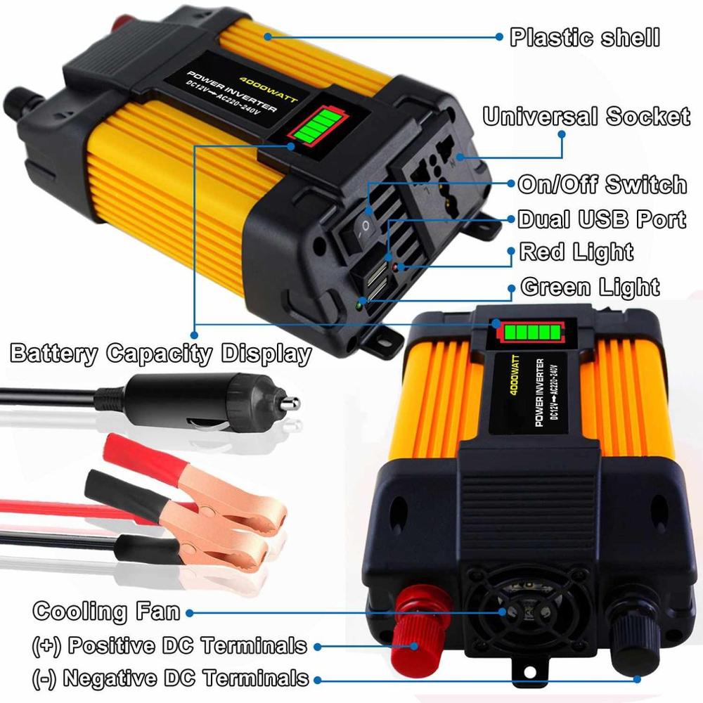 12V zu 220V/110V Auto Power Inverter Konverter Ladegerät Adapter Dual USB Spannung Transformator Geändert Sinus welle