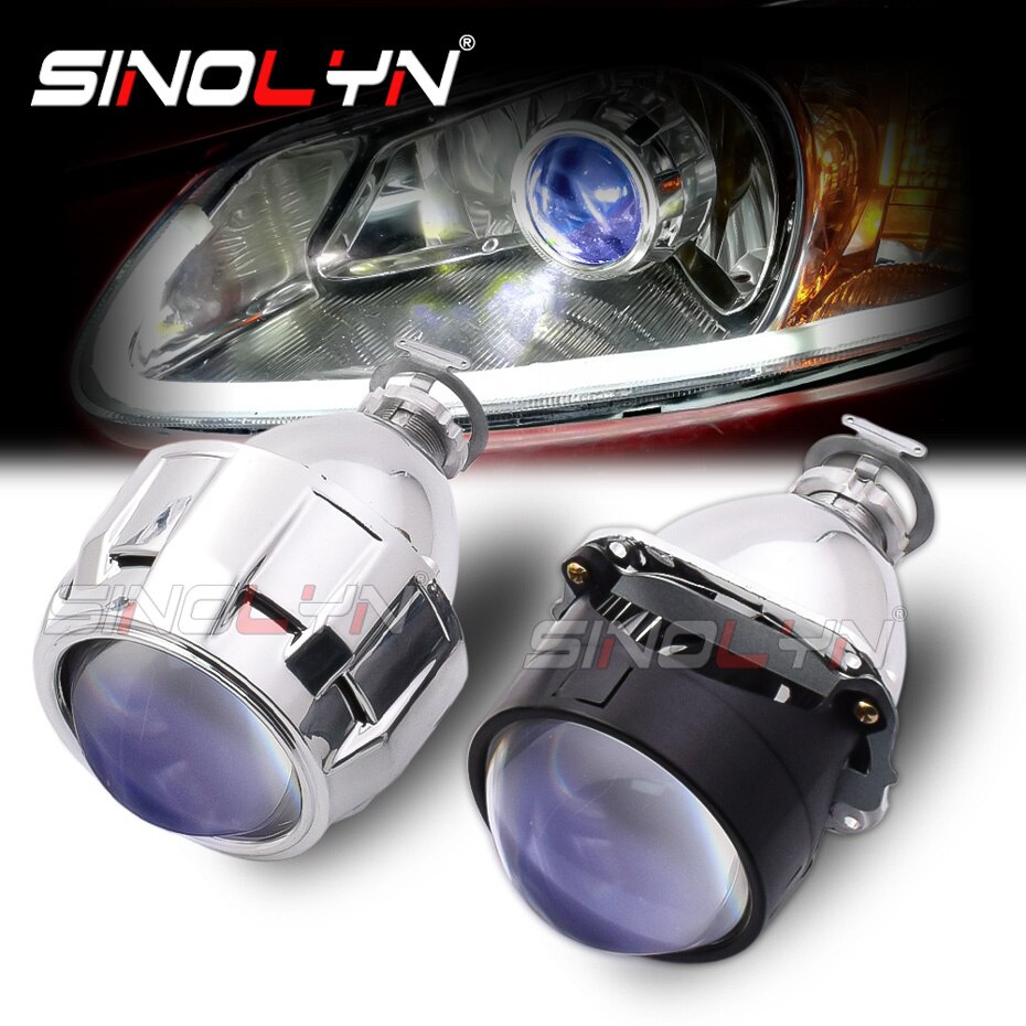 Sinolyn Lentes de Proyector HD Azules Bi Xenon De 2,5 Pulgadas Para Faros H7 H4 Faros Hid Automáticos H1 Accesorios De Coche Tuning De Motocicletas lupas para faros de coche accesorios para vehículos luces coche