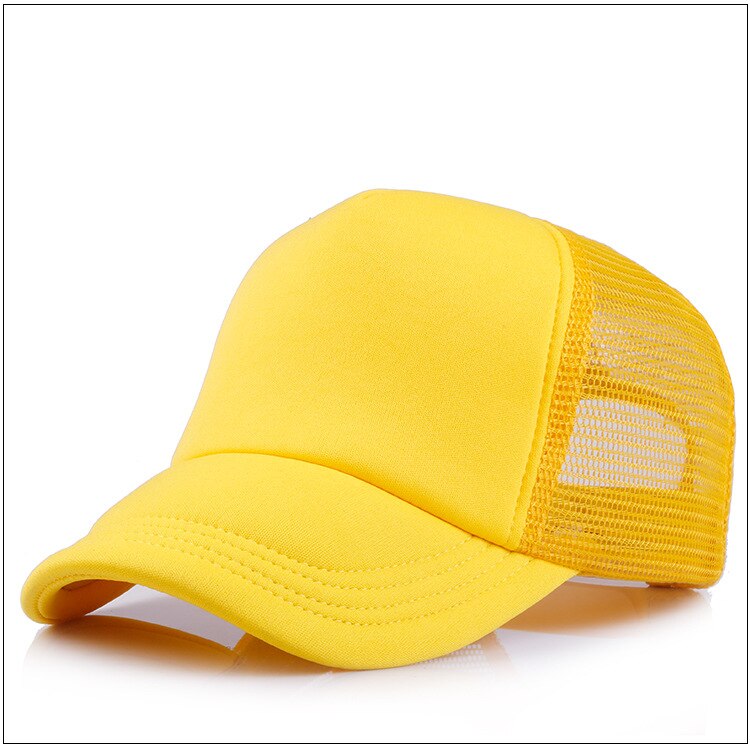 1 Pc Unisex Cap Casual Plain Mesh Baseball Cap Adjustable Snapback Hats For Women Men Hip Hop Trucker Cap Streetwear Dad Hat: All yellow