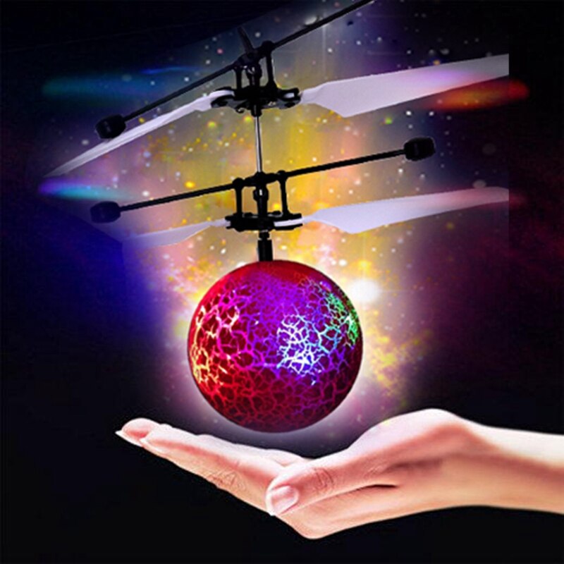 Infrared Induction Drone Flying Flash LED Lighting Ball Helicopter Child Kid Toy Gesture-Sensing No Need To Use Remote Control U: Red