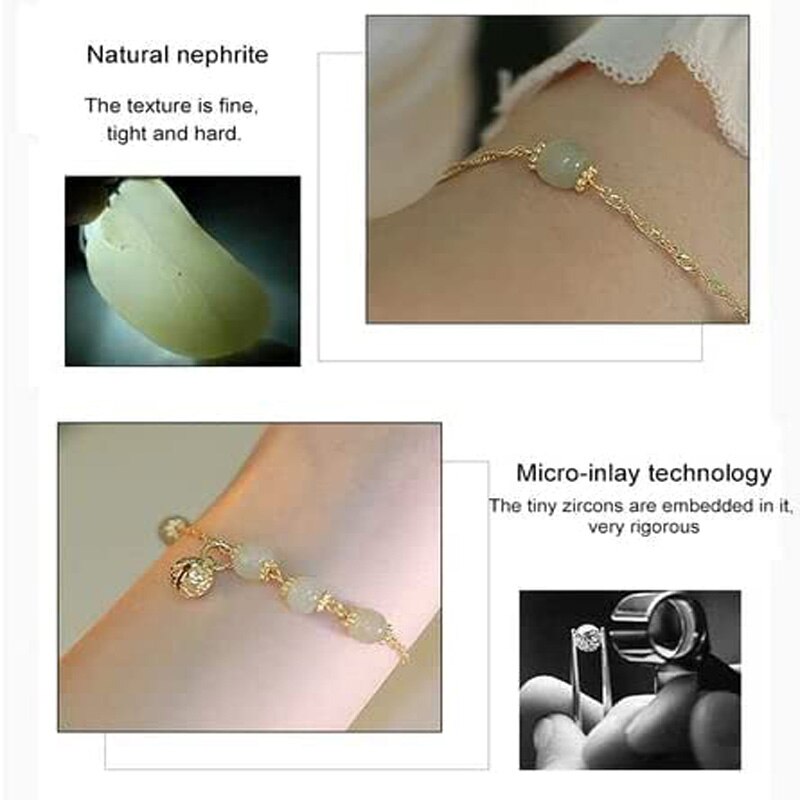 Natural Jade Bell Bracelet For Women Girls Jewelry Mother&#39;s Day Jade-Inlaid Craft Bell Bracelet Wrist Ladies Wear Jewelry