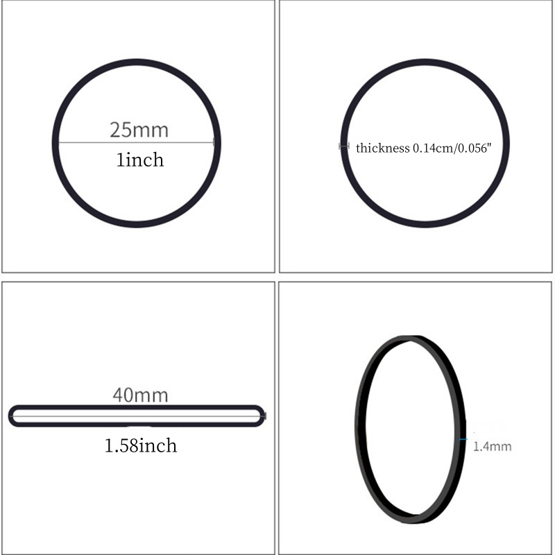 100/200Pcs Black 25mm 1 inch Elastic Rubber Bands Home Office Stretchable Band Sturdy Rubber Elastics Bands