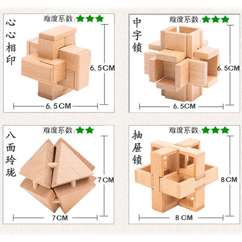 Rompecabezas de madera para niños, juguete de 27 tipos, 3D Kong, con cerradura china, tradicional, cubo intelectual clásico, juguete educativo
