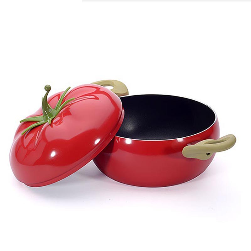 Korean Soup Pot Aluminum Non-stick Fruit Pan Tomato Eggplant Shape Cooking Pot For Both Stove Induction