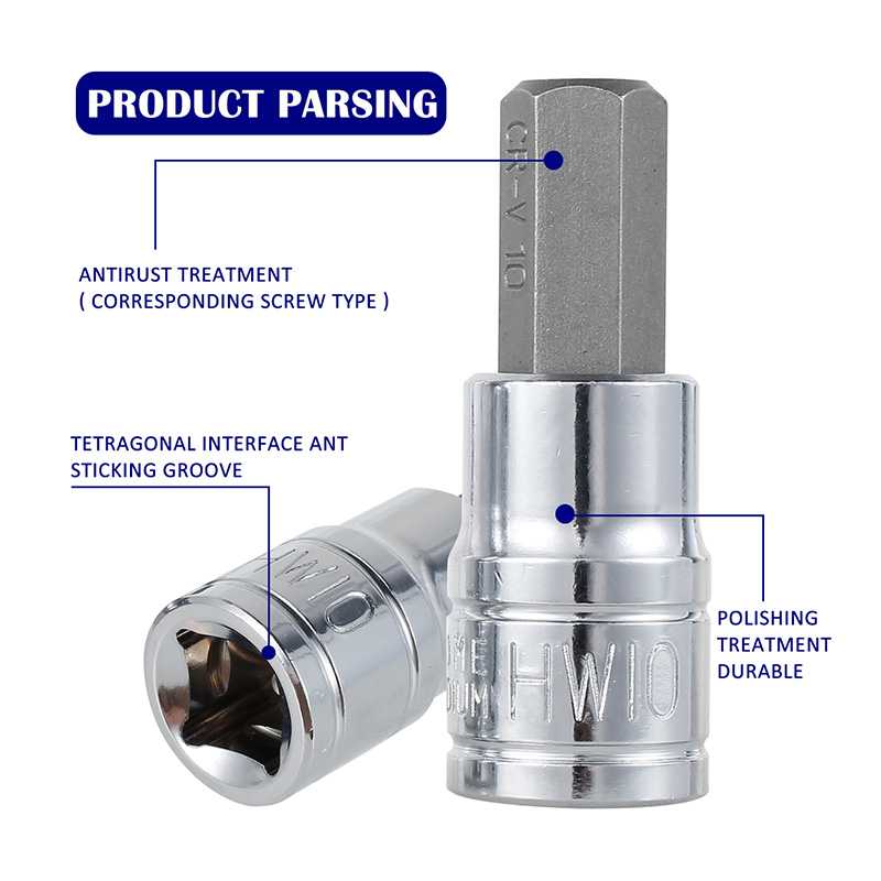 3/8 Inch Hex Bit Socket Set Sturdy Allen Key Sockets 3/8inch Drive Drill Metric Tools Kit Durable Impact Socket Set