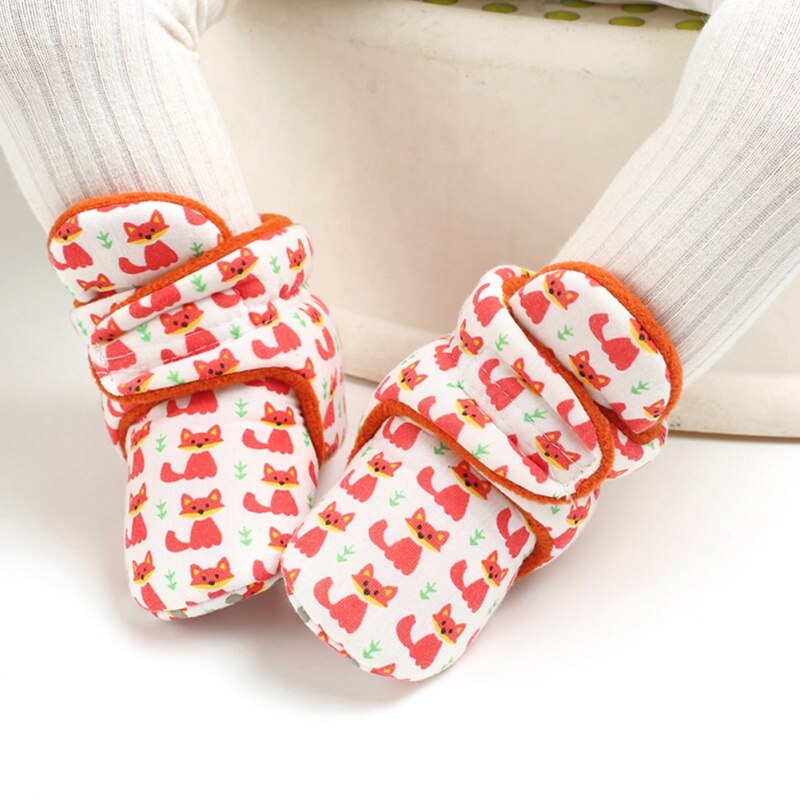 Bottes de Bébé Garçon Fille Dessin Animé Renard Imprimé Chaussures Chaudes Coton Bottine Bébé Fond Mou Première Marche Chaussures 0-18M