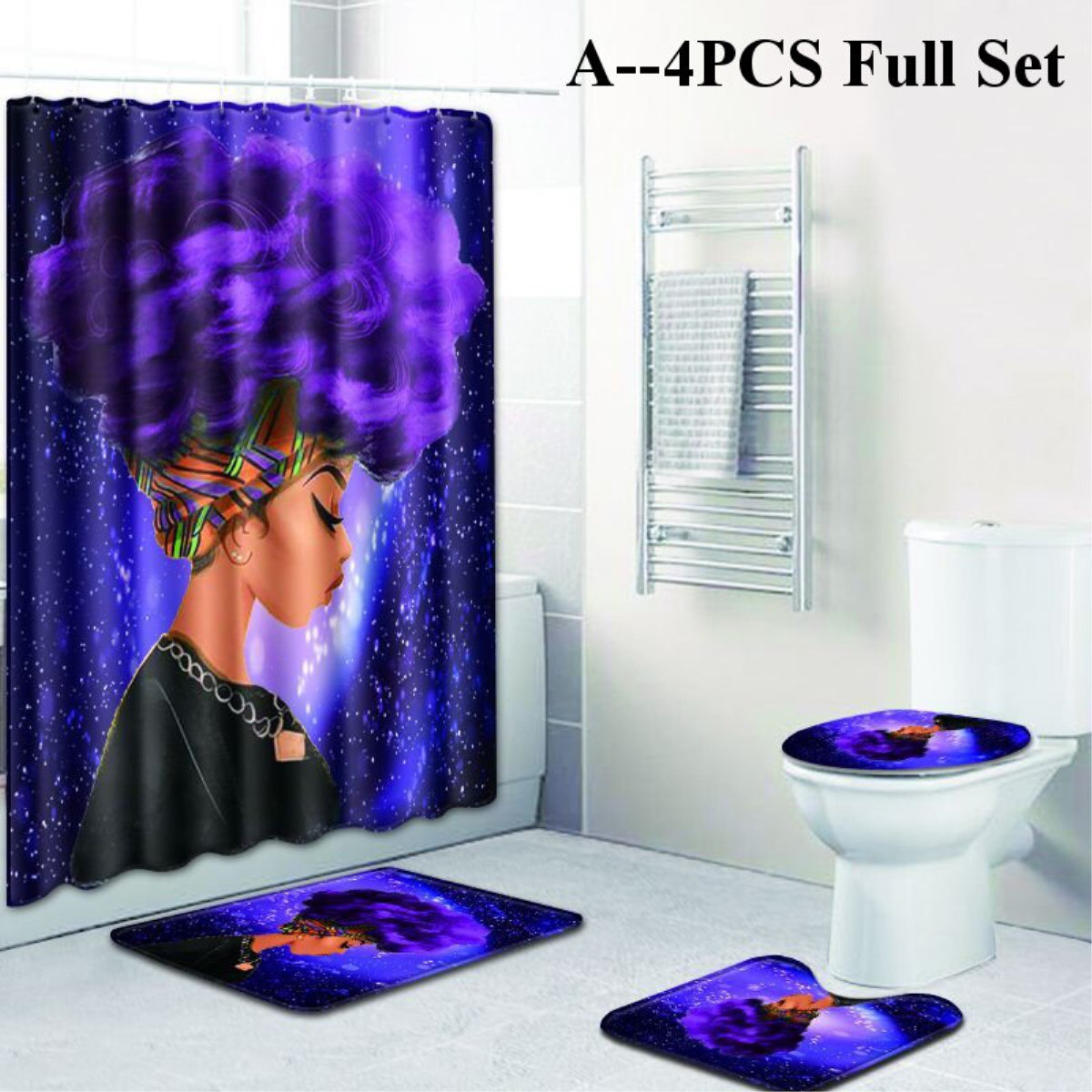 Weihnachtsduschvorhang Sets 4pcs Badematte Set Mit  Produktbild-Vorschau 8