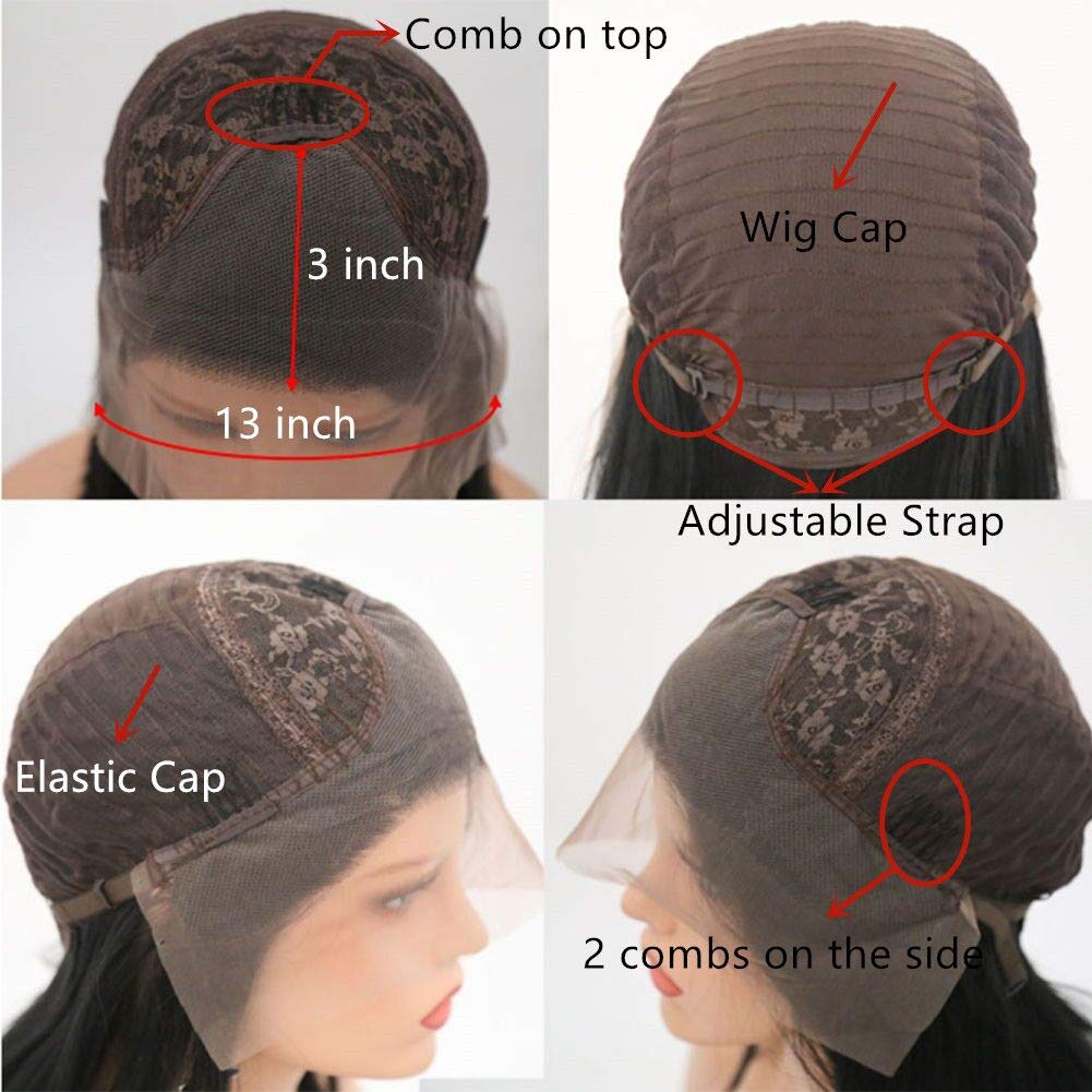 Perruque Lace Front Wig synthétique Body Wave longue brune, perruque en Fiber de haute température pour femmes, perruque Lace Wig Free Part
