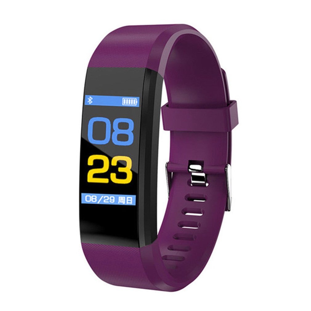 115 PLUS Smart Watch Heart Rate Monitor Blood Pressure Fitness Tracker Smartwatch Sport Watch for ios android + BOX Men Women: purple