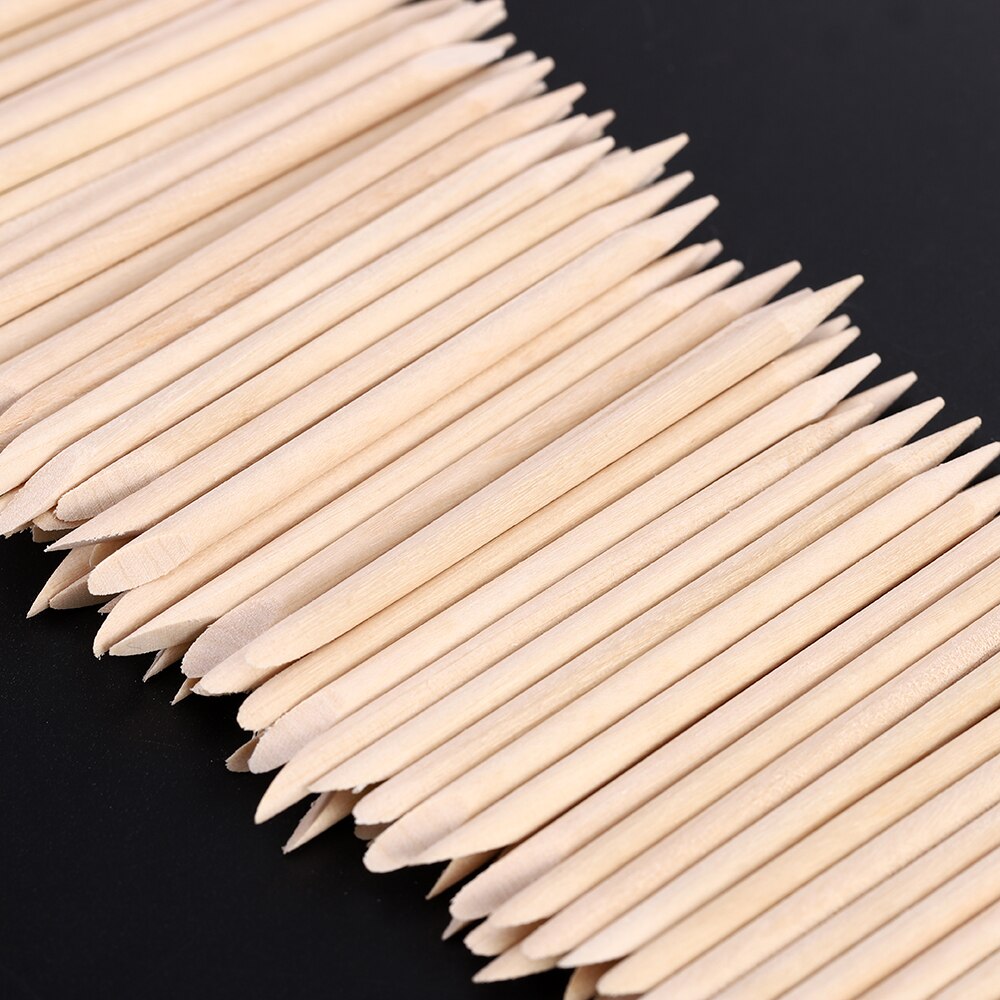 Women Double End Nail Art Wood Stick Cuticle Pusher Remover Pedicure Point Dotting Nail Art Tool Set