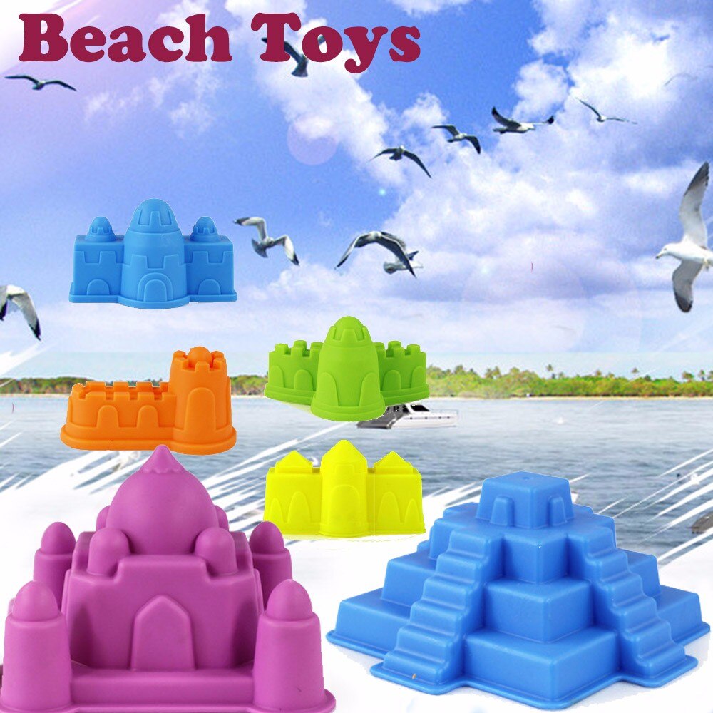 Strandtas 6Pcs Zand Sandbeach Kasteel Model Kids Strand Kasteel Water Gereedschap Speelgoed Set Voor Zand Outdoor Speelgoed Voor de Zandbak