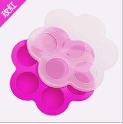 1 pièces silicone vaisselle quatre trous sept trous sain multi couleur simple et pratique enfants spécial boîte alimentaire supplémentaire: Rose red 7 holes