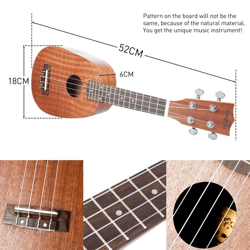 NAOMI Soprano Ukulele Pineapple Shaped Soprano Ukulele Sapele Ukelele Matte Student Kid Ukulele for Beginner Ukulele