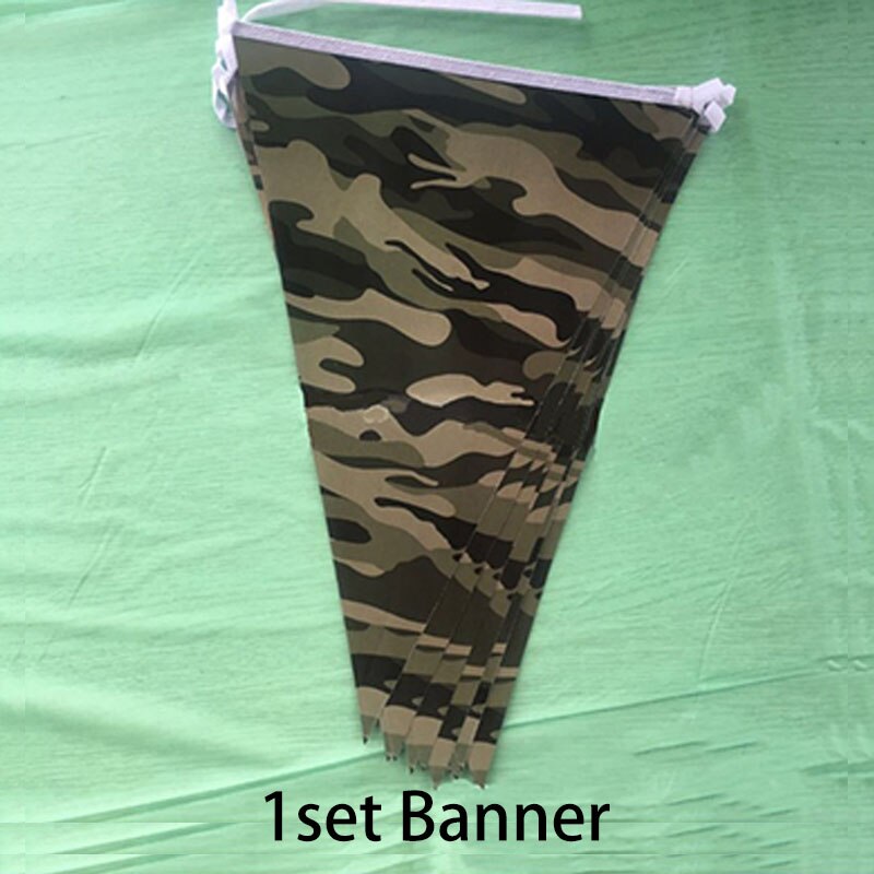 Army Green Camouflage Theme Party Disposable Paper Tableware Decorative Banners For Kids Birthday Party Decor