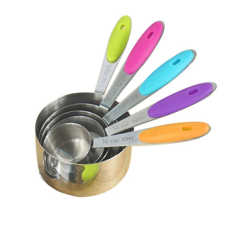 Set of 10pcs Stainless Steel Measuring Cups And Measuring Spoon Scoop Silicone Handle Kitchen Measuring Tool