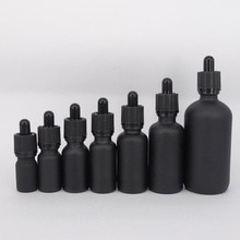 6 stuks 100 ml 50 ml 30 ml 20 ml 15 ml 10 ml 5 ml Mat zwart glas essentiële olie druppelflesje etherische flesjes Cosmetische Containers