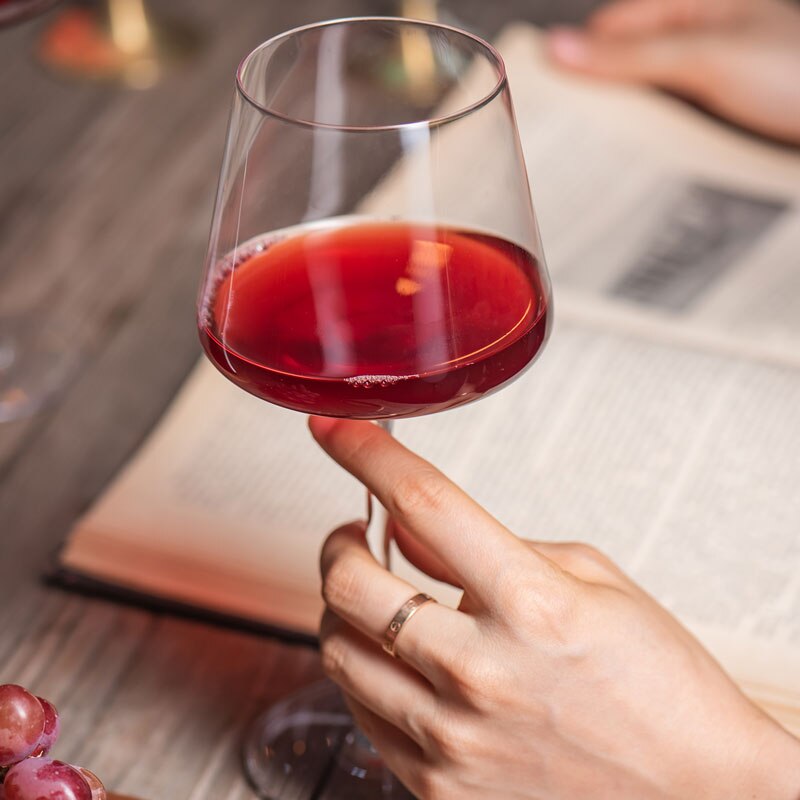 500-650ml Square Ultra-Thin Burgundy Red Wine Glasses Cocktails Stemware Glass Kitchen Family Wine Drinking Goblet
