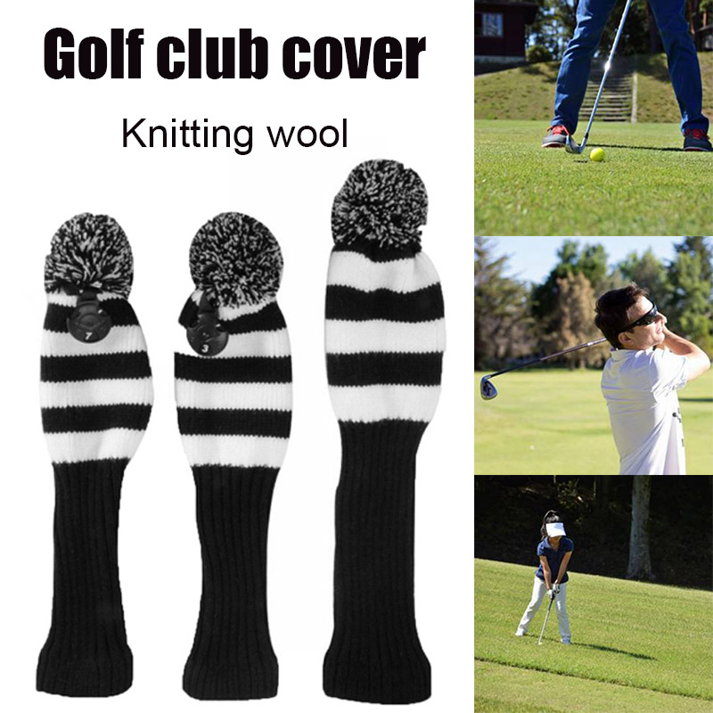 Fairway Metaal Hout Rood/Zwarte Golf Headcover Knit Pom Head Cover Set Duurzaam Slijtvast EDF88