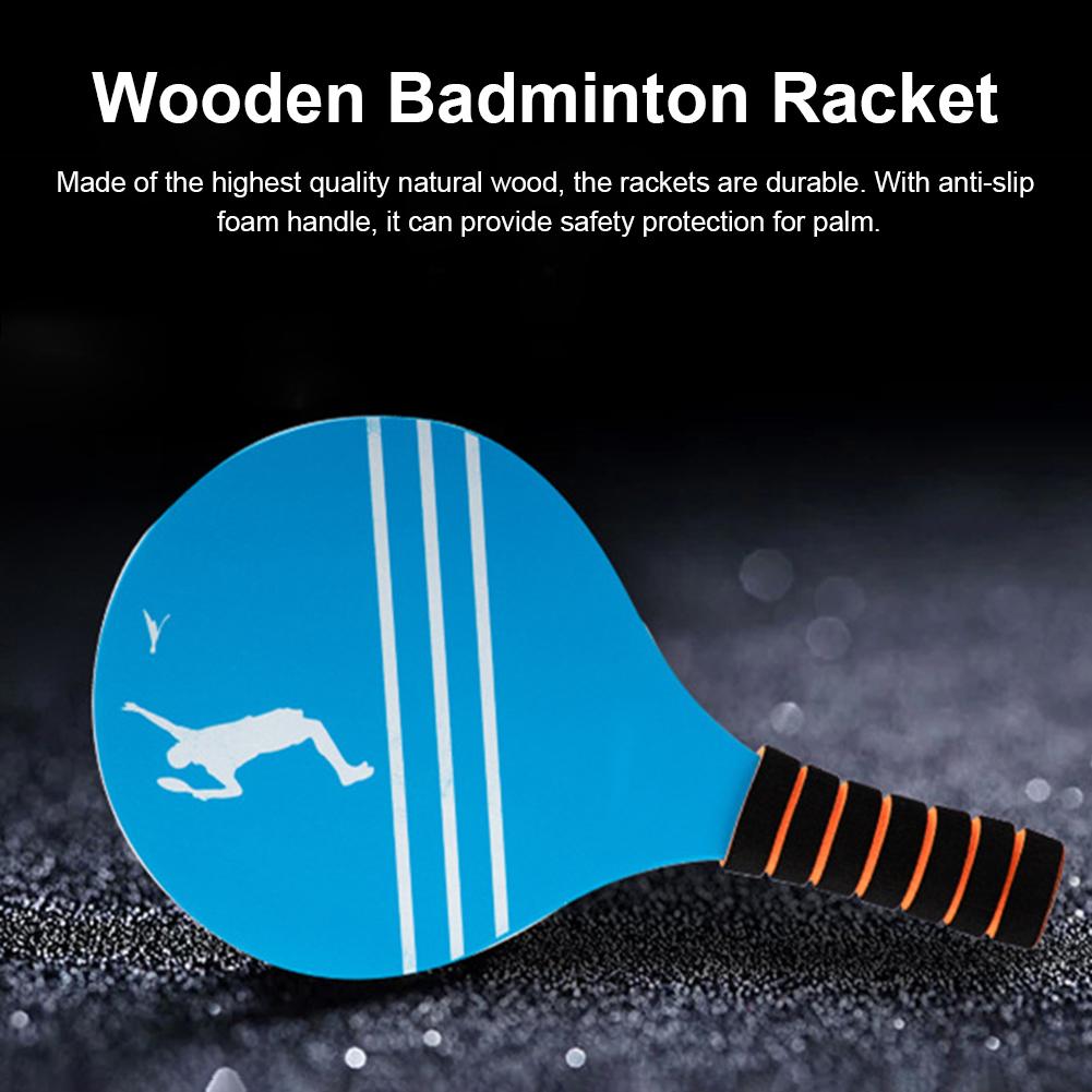 Conjunto de raquetes de bola de tênis de madeira anti-deslizamento espuma lidar com raquete de praia portátil raquete de praia jogo conjunto para esportes ao ar livre