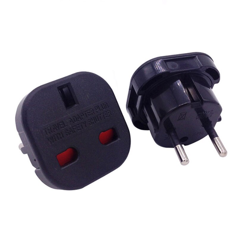 Travel uk til  eu 240v adaptere euro stik vekselstrøm oplader adapter omformer stik sort mayitr: Sort