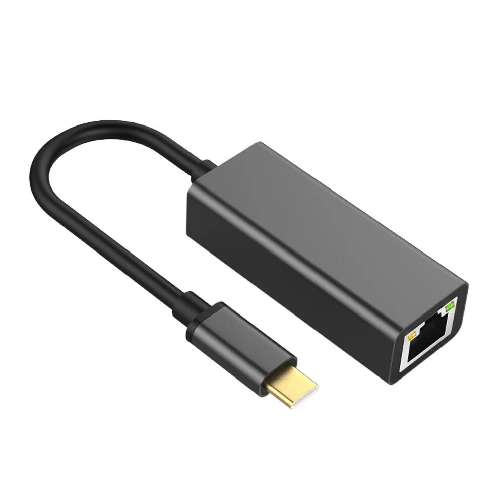 USB-C3.0 transformer RJ45 1000 MB multifonction en alliage d'aluminium convertisseur de carte réseau avec voyant lumineux: Black