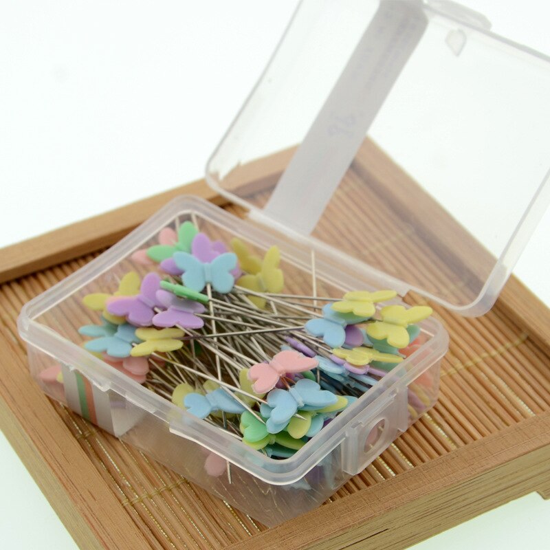 AHB-Alfileres de costura con botón de caja, accesorios de costura, alfileres de retales, materiales de manualidades de arte hechos a mano, 100 piezas: 01