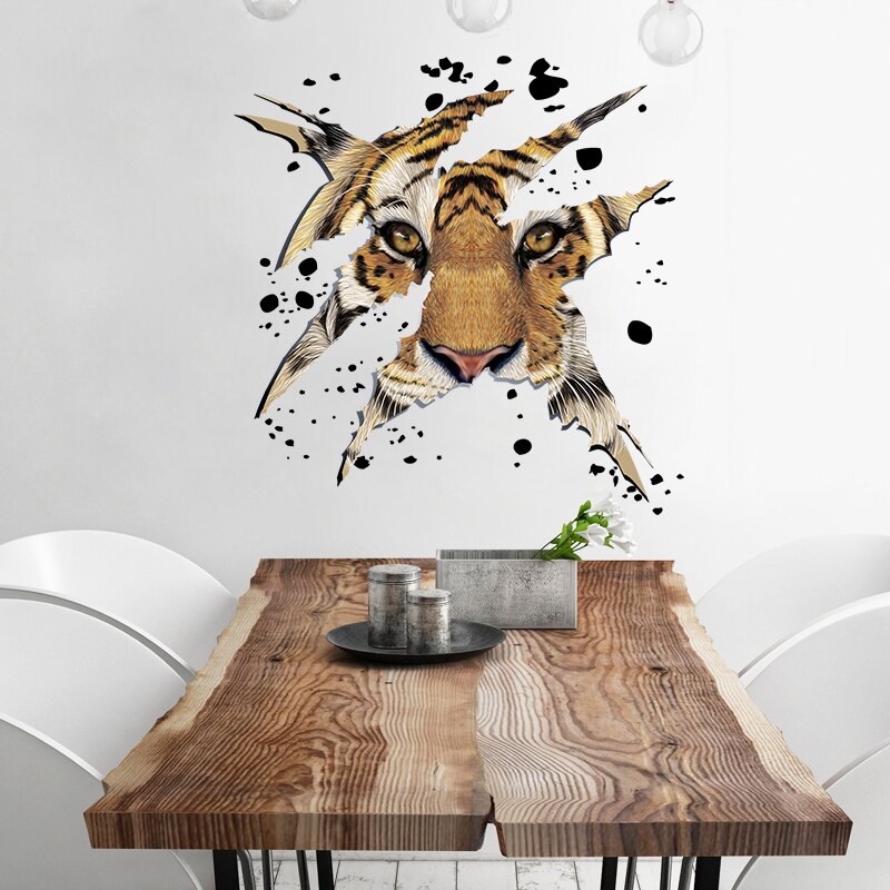 3d mægtige tigerhoved wallsticker soveværelse stue diy wall art decals baggrundsklistermærker boligindretning tapet