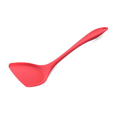 Spatula High Temperature Resistant All-Inclusive Silicone Pot Spatula Cooking Frying Pan Silicone Kitchen Chinese Spatula: Red