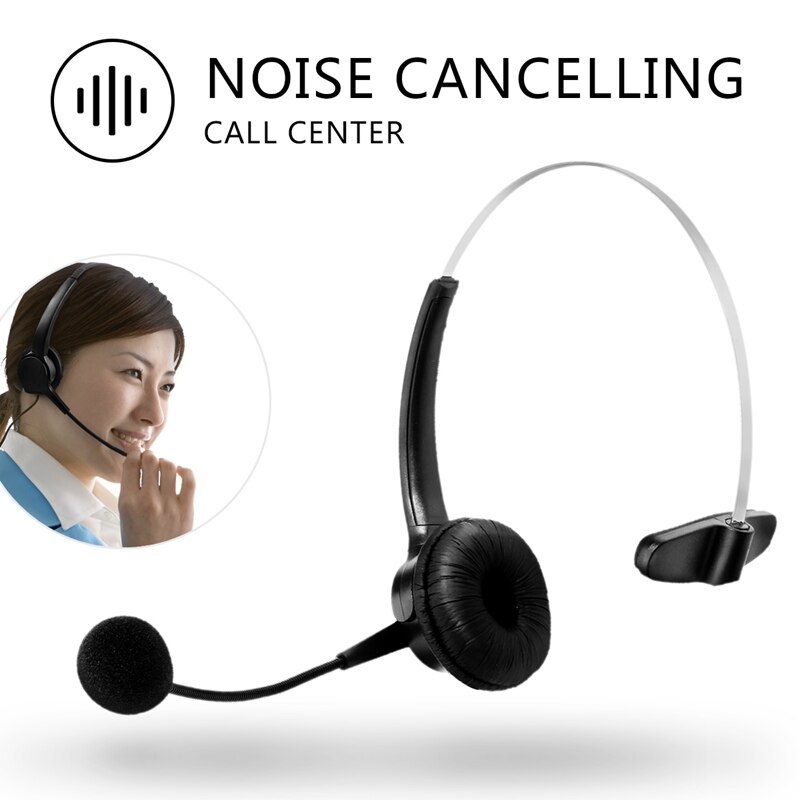 RJ11 Call Center Headset With Microphone Adjustable Telephone Voice Interphone Headphone For Computer PC Game Volume Control