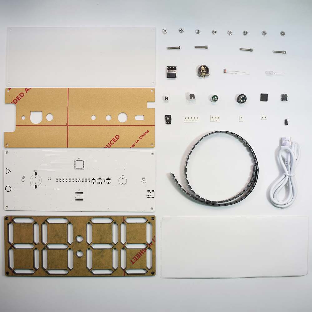 Bedst sælgende stor størrelse regnbue farverigt digitalt rør  ds3231 ur gør-det-selv sæt tid dato alarm bord desktop ure led display