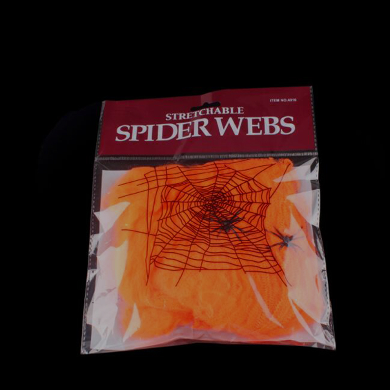 5 Farger Hjemsøkt Hus Spindelvev Dekorasjon Festrekvisitter Skrekkrekvisitt Halloween edderkopp web DIY Simulert Kjemisk Fiber: Oransje