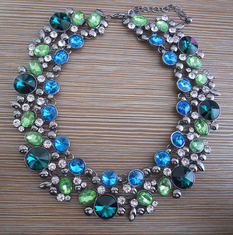 Large Collar Statement Choker Necklace Women Glass Crystal Rhinestone Necklace Female Boho Ethnic Big Bib Maxi Necklace Jewelry