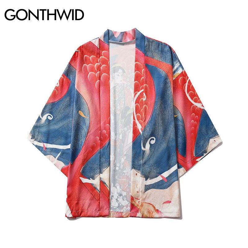 Florynova Cardigan Kimono Donna Estate - Copricostume Leggero In Chiffon Con Stampa Floreale, Maniche 3/4, Taglie S-3XL
